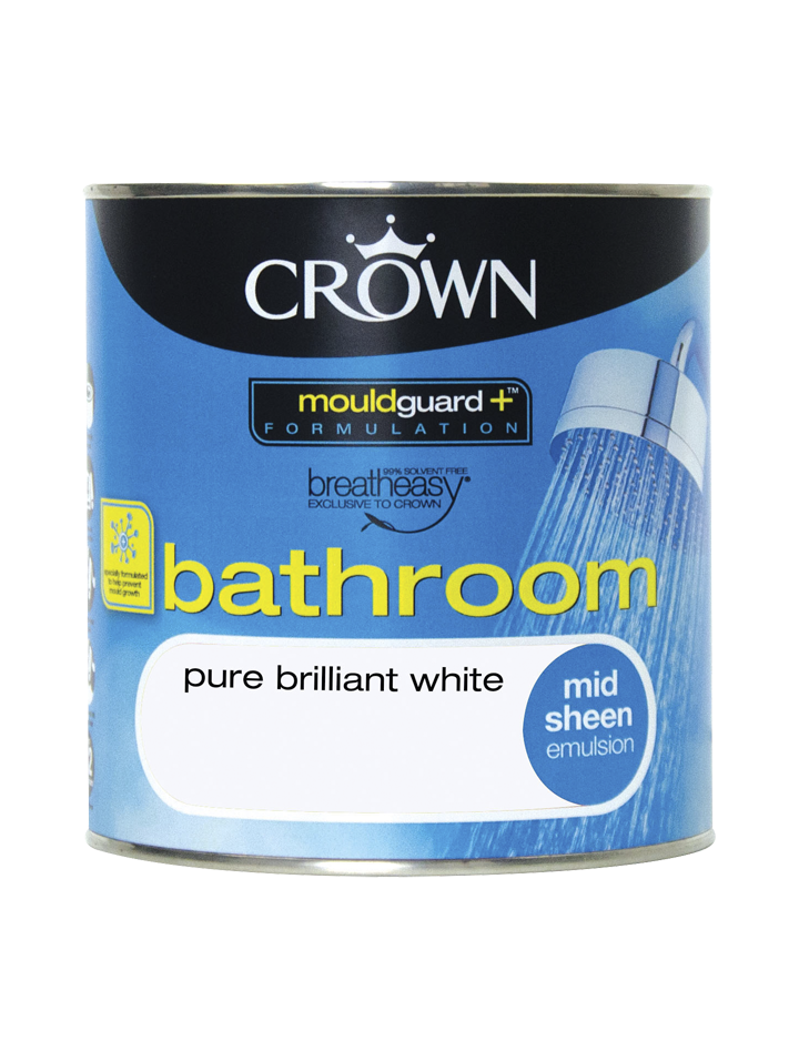 Pure Brilliant White Colour Mid Sheen Bathroom Crown Paints