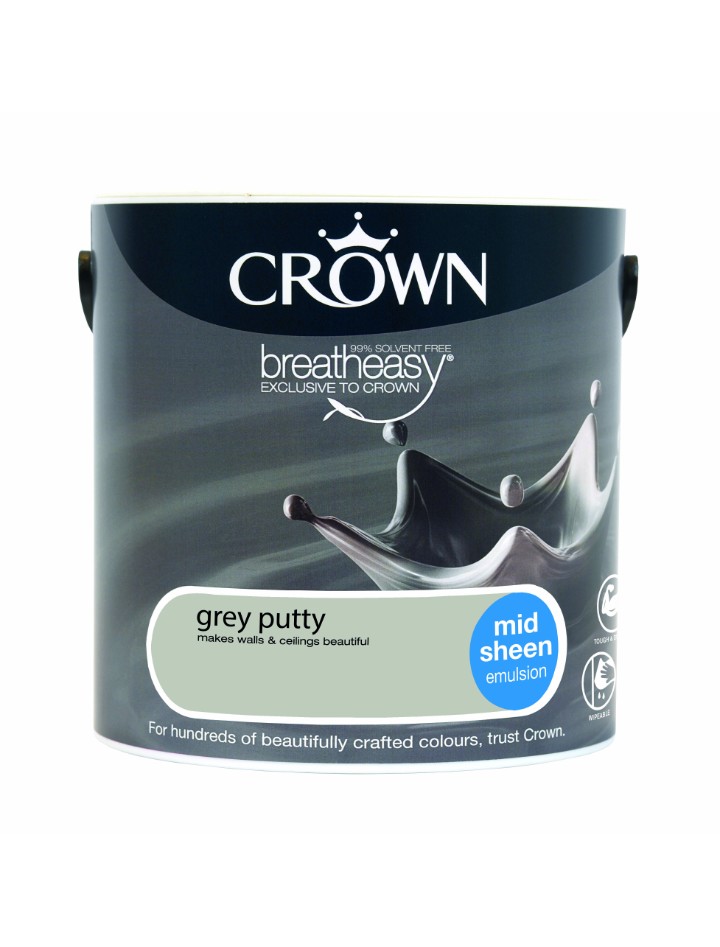 Grey Putty Mid Sheen Standard Emulsion Crown Paints