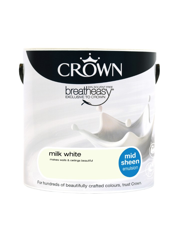 Milk White Mid Sheen Standard Emulsion Crown Paints